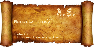 Mersitz Ernő névjegykártya